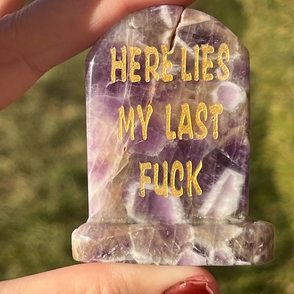 AMETHYST tombstone carving